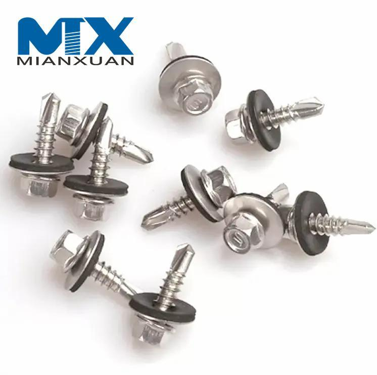 Tornillo autoperforante con cabeza de brida hexagonal de acero inoxidable