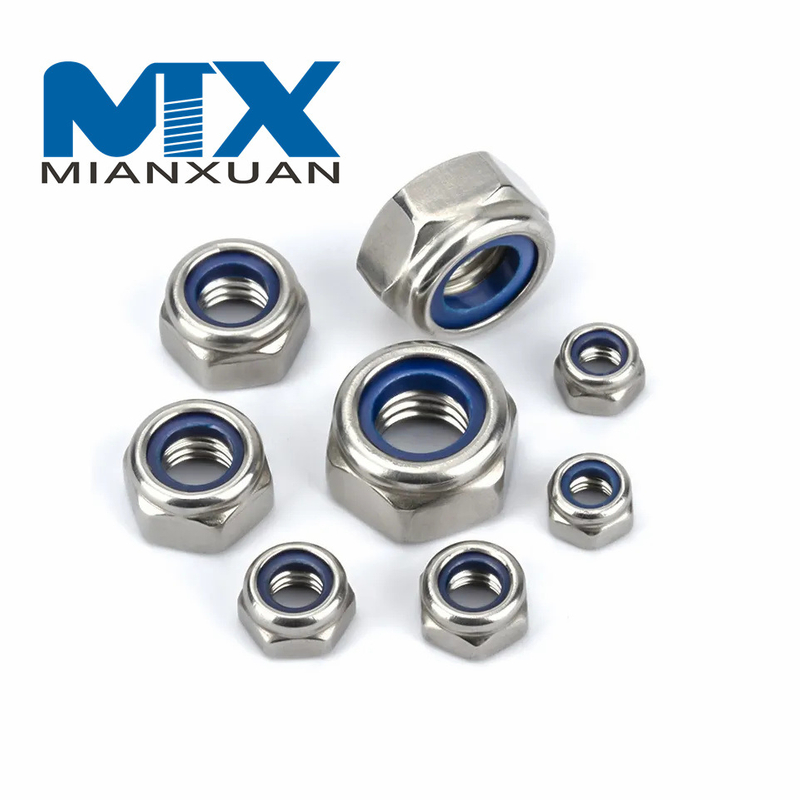 Tuerca hexagonal de acero inoxidable Tuerca de seguridad de nailon engrosada Tuerca Nylock