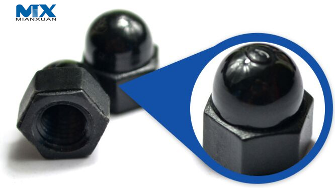 Tuercas hexagonales de acero al carbono con cabeza domo para muebles