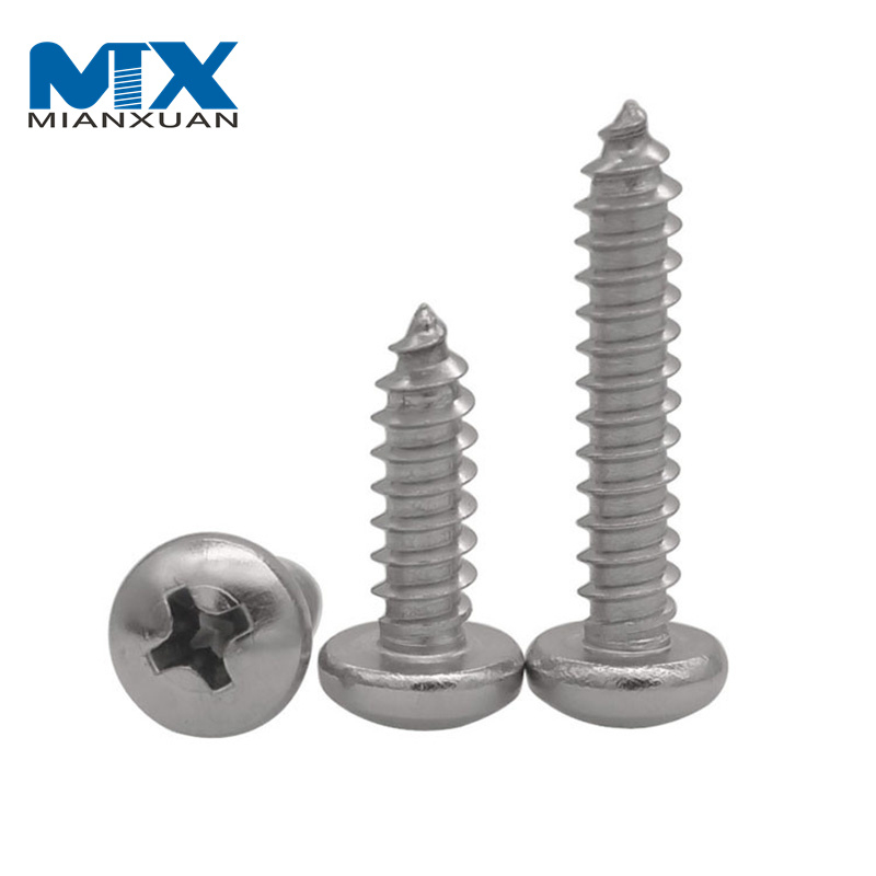 Tornillo autorroscante DIN7981 de cabeza plana de acero al carbono con zinc blanco azul plateado