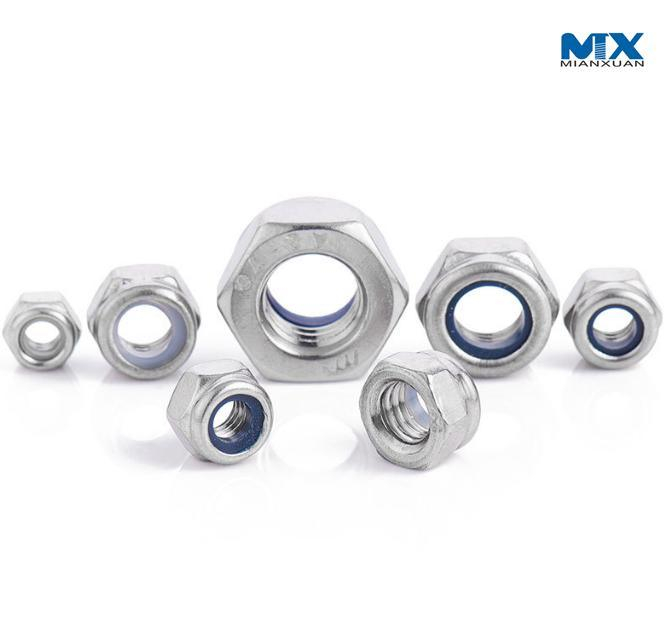 Tuercas hexagonales de acero inoxidable con inserto de nailon tipo Ne
