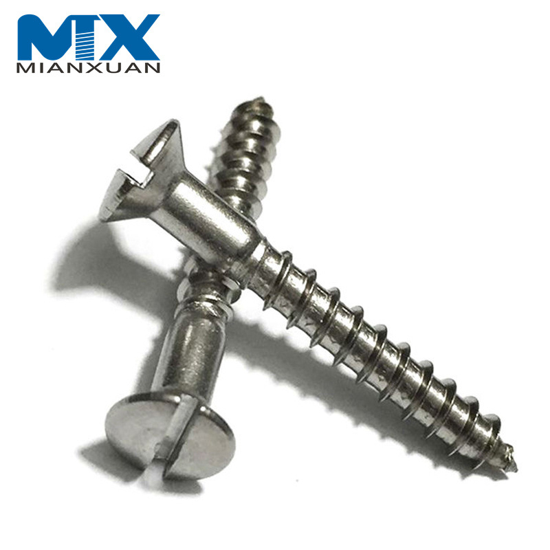 Tornillo de madera ranurado con cabeza ovalada de acero al carbono con rosca D2.5-D6.0 de alta calidad DIN95