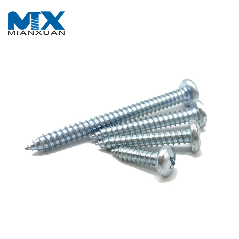 Tornillo autorroscante DIN7981 de cabeza plana de acero al carbono con zinc blanco azul plateado
