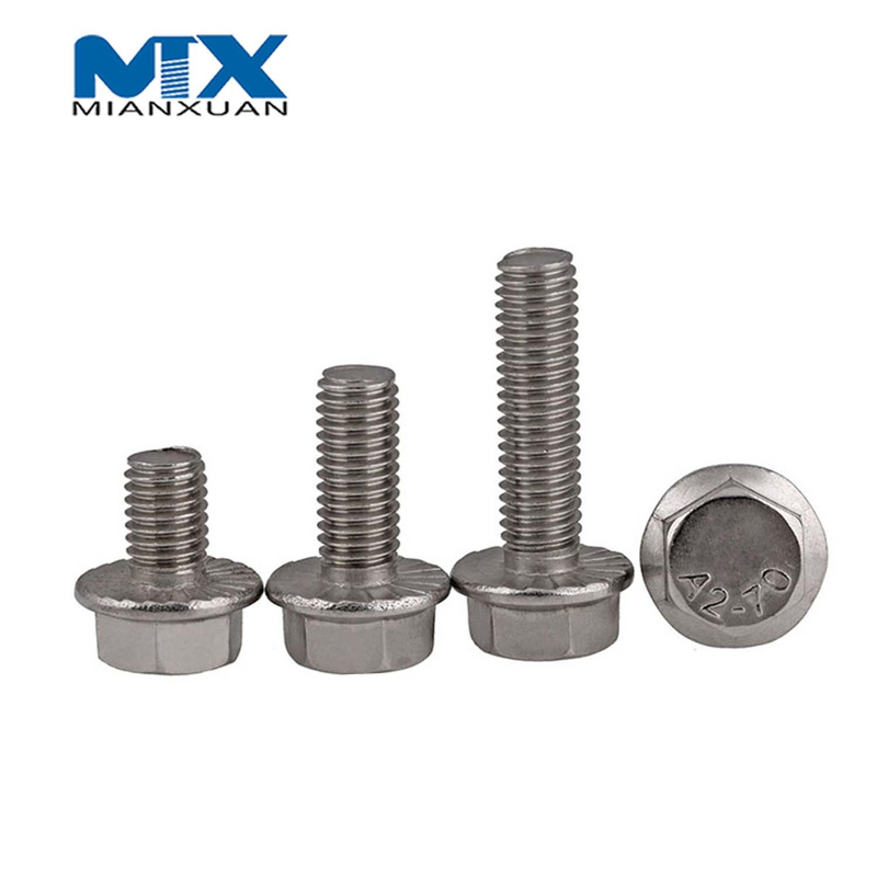 Perno de cabeza hexagonal DIN6921 de acero inoxidable con moleteado sin moleteado