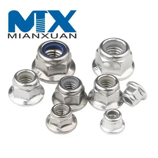 Tuerca de seguridad de nailon con brida hexagonal DIN1663
