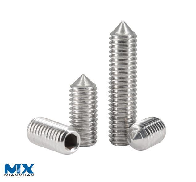 Tornillos de fijación de cabeza hexagonal con punta cónica