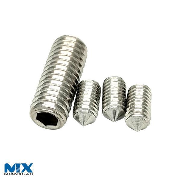Tornillos de fijación hexagonales de acero inoxidable con punta plana