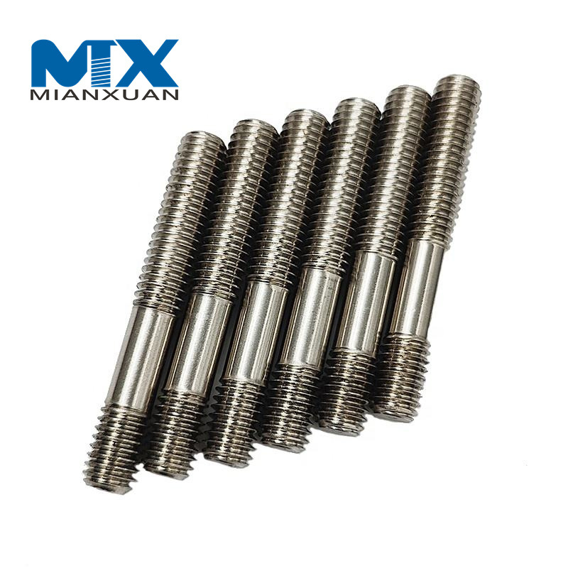 Acero inoxidable 304 A2 Espárragos de rosca métrica Acme de doble extremo de acero derecho izquierdo M16 DIN938 DIN939