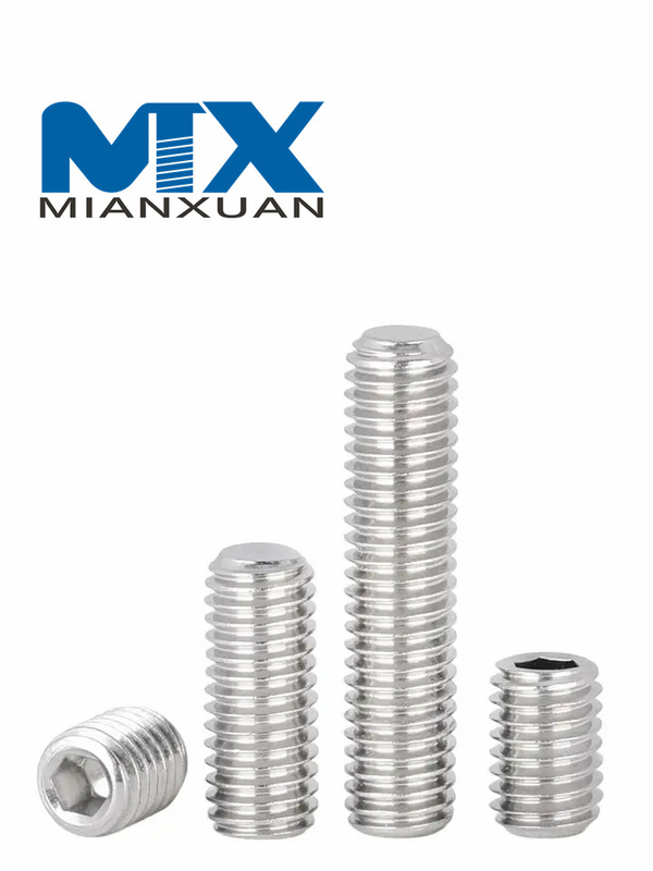 Tornillos de fijación hexagonales de rosca completa con punta plana