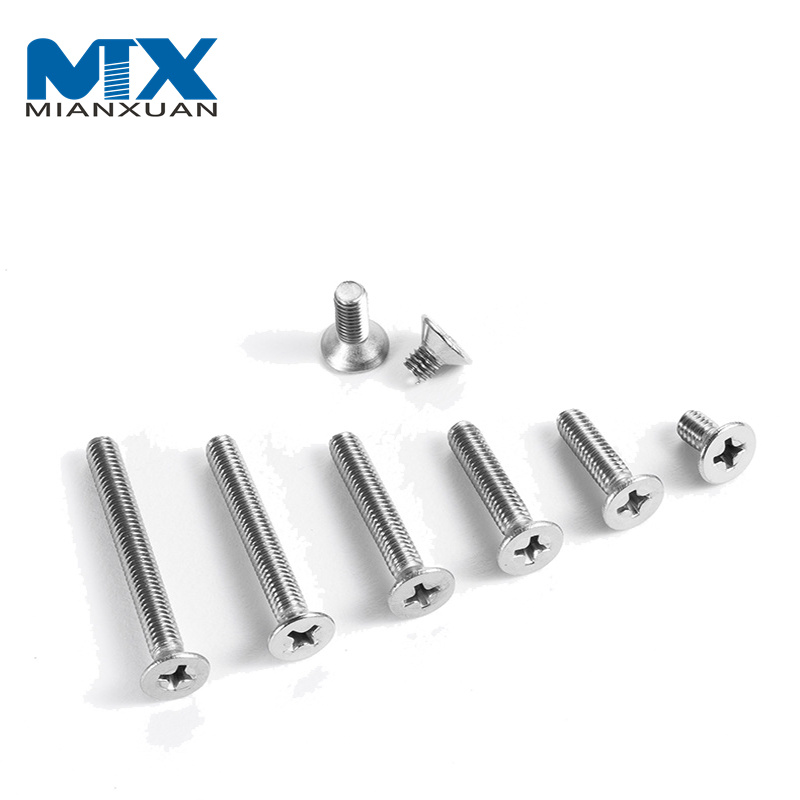 Tornillo de máquina de cabeza avellanada plana Phillips empotrado en cruz de acero inoxidable métrico personalizado DIN965 M2 M2.5 M3 M4 M5 M6 M7 M8