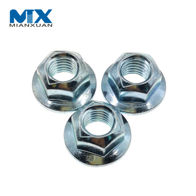 Tuercas hexagonales de tuerca con reborde galvanizadas de acero al carbono tipo par predominante DIN6927 de alta calidad con tipo de punto de presión