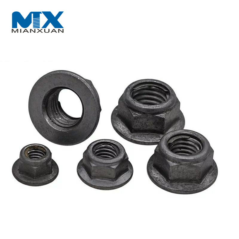 Tuercas hexagonales de tuerca con reborde galvanizadas de acero al carbono tipo par predominante DIN6927 de alta calidad con tipo de punto de presión