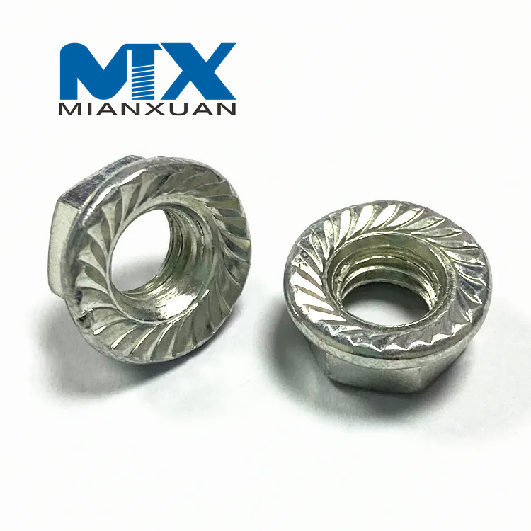 Nueces de brida serradas hexagonales DIN6923 galvanizadas azules de acero inoxidable