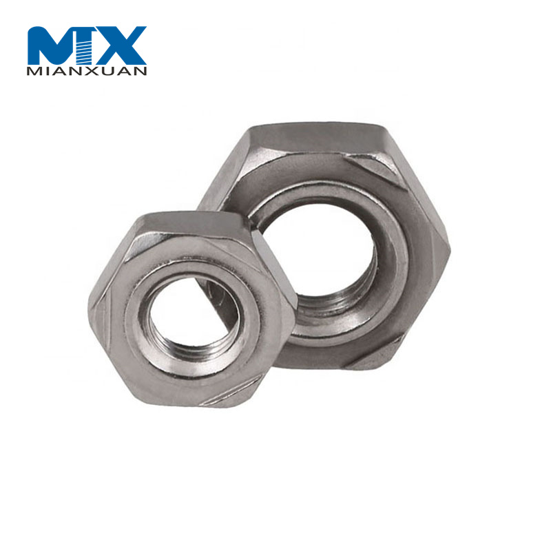 Venta caliente M3 M4 M6 M8 M10 Tuerca de soldadura por puntos hexagonal de acero al carbono DIN928 Tuercas de soldadura de pernos de acero al carbono
