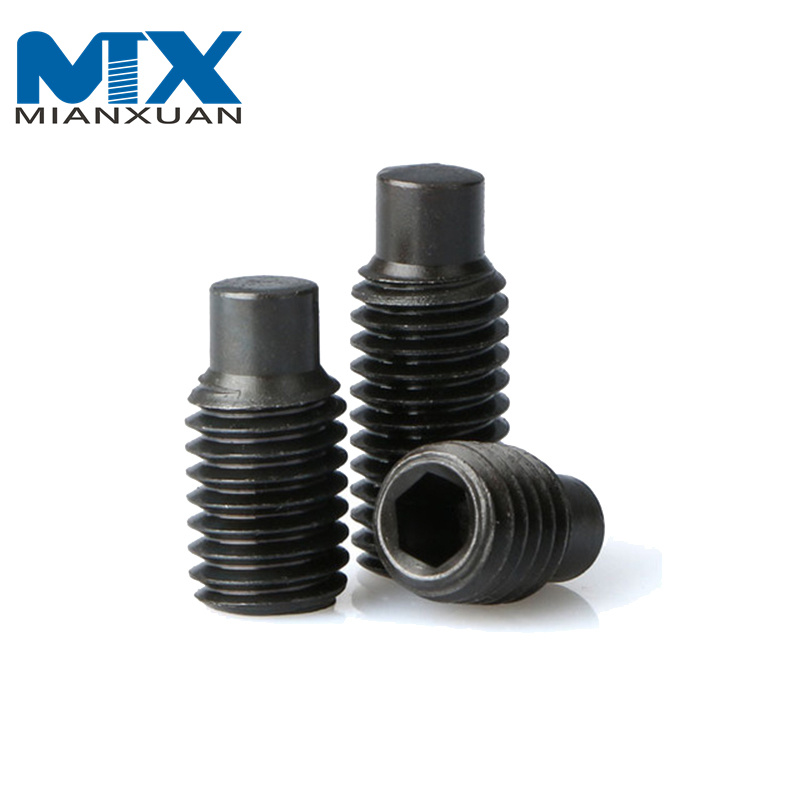 Tornillos de fijación de zócalo hexagonal negro de grado 8,8 con punta de perro DIN915