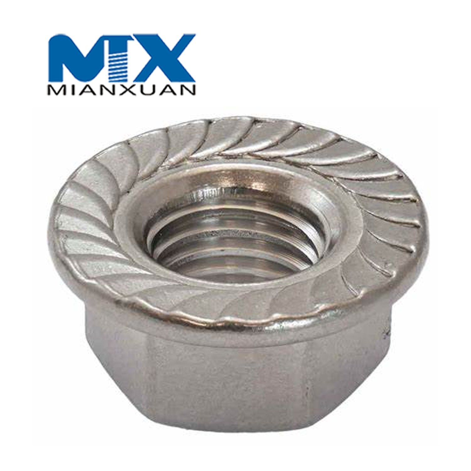 Brida de tuerca de seguridad hexagonal DIN6923 con moleteado sin moleteado