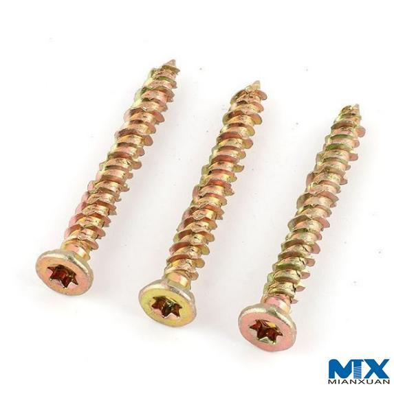Tornillos de hormigón Torx de cabeza avellanada plana con nervaduras