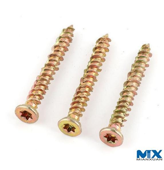 Tornillos de hormigón Torx de cabeza avellanada plana con nervaduras