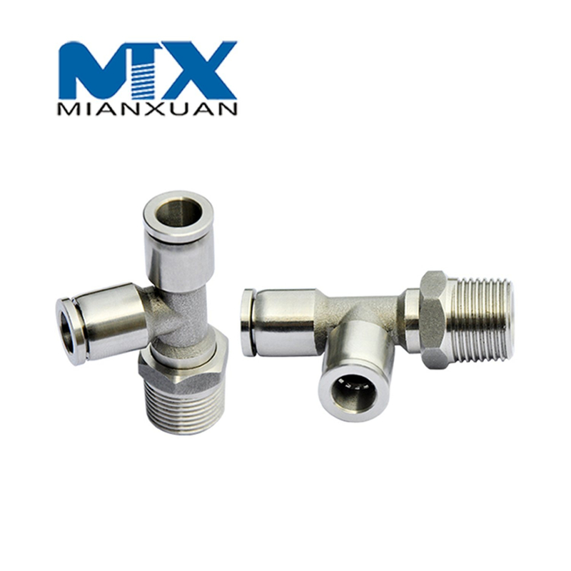 Conector macho de manguera hidráulica con sujetador para ensamblaje