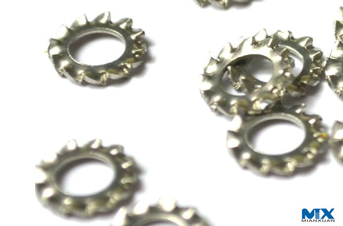 Arandelas de seguridad dentadas de acero con dientes externos