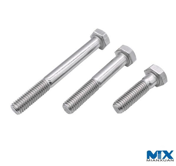 Pernos hexagonales de acero inoxidable con rosca parcial
