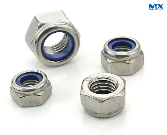 Tuercas hexagonales de acero al carbono con inserto de nailon para bloqueo