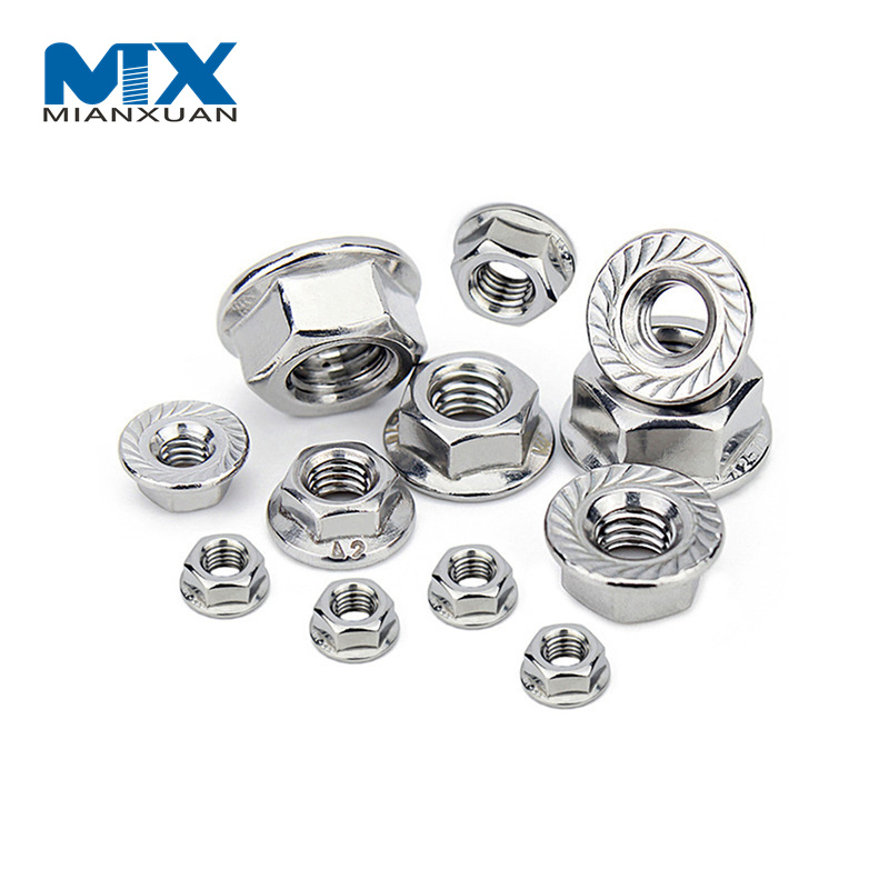 El acero de carbono M6 M8 de las nueces DIN6923 del reborde del hex. plateado cinc dentó
