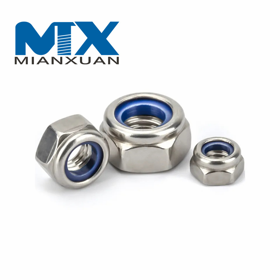 Tuerca hexagonal de acero inoxidable Tuerca de seguridad de nailon engrosada Tuerca Nylock