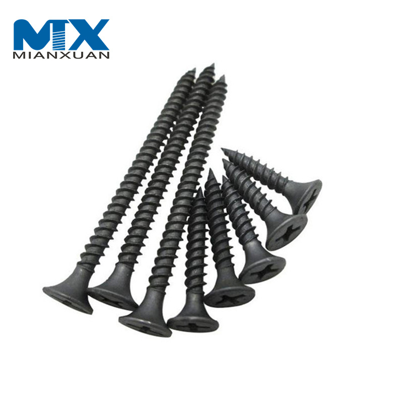 Suministro de fábrica, 3,5*25mm, C1022A, precio de fábrica, tornillo para paneles de yeso con cabeza de corneta negra Phillips
