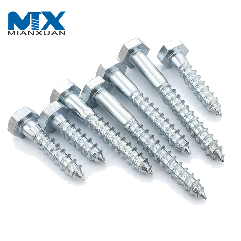 Tornillo para madera con cabeza hexagonal DIN571 Tornillo para muebles Tornillos de cabeza hexagonal con medio hilo