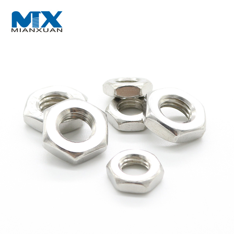 Tuercas finas hexagonales biseladas de acero inoxidable DIN439 ISO4035 M3 M4 M5 M6 M8 Tuerca hexagonal de acero inoxidable SS304