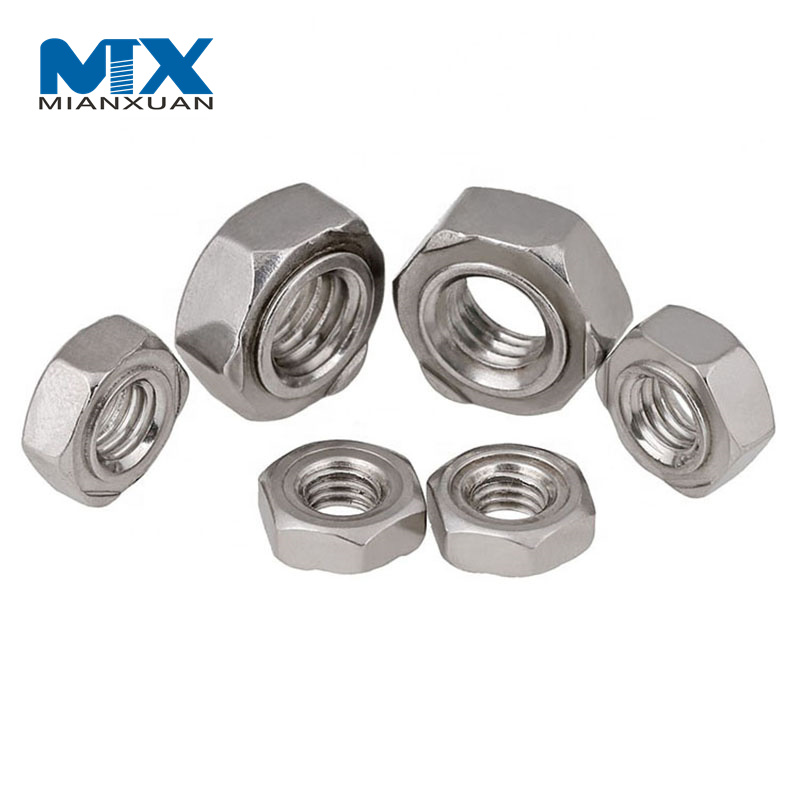 Venta caliente M3 M4 M6 M8 M10 Tuerca de soldadura por puntos hexagonal de acero al carbono DIN928 Tuercas de soldadura de pernos de acero al carbono