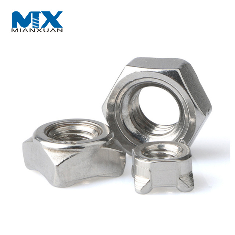 Venta caliente M3 M4 M6 M8 M10 Tuerca de soldadura por puntos hexagonal de acero al carbono DIN928 Tuercas de soldadura de pernos de acero al carbono