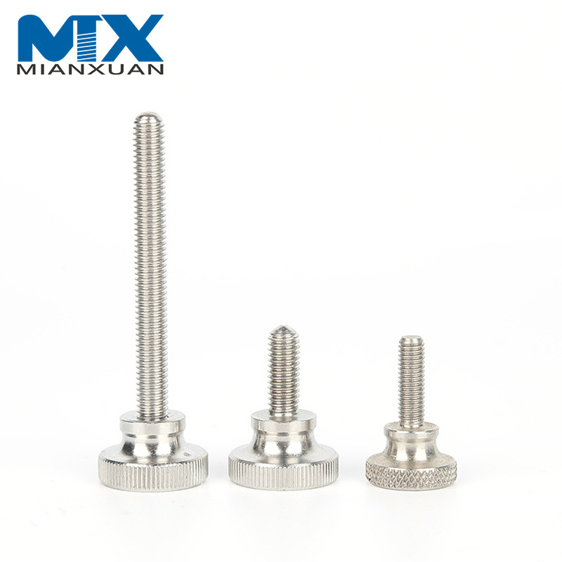 DIN653 SS304 Tornillos de pulgar finos moleteados Tornillo de rosca completa