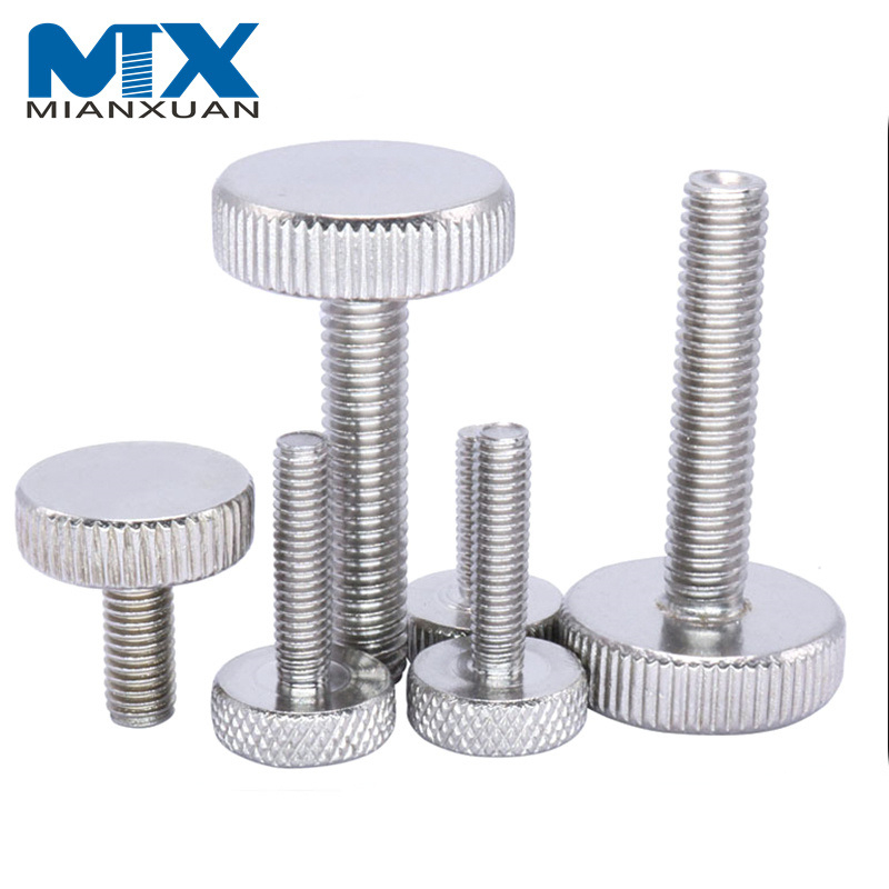 DIN653 SS304 Tornillos de pulgar finos moleteados Tornillo de rosca completa