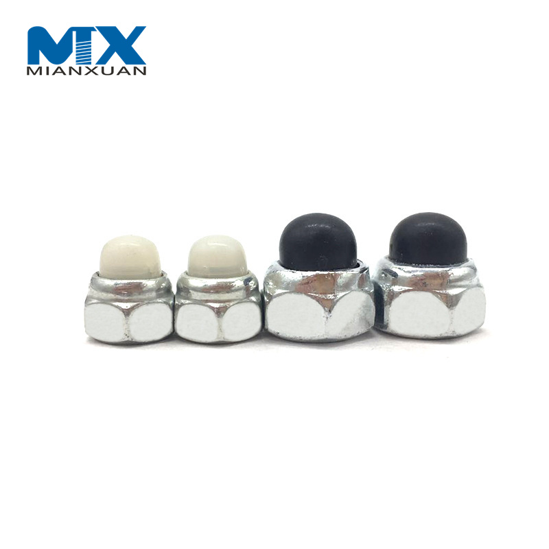 Tuercas ciegas abovedadas de tuerca hexagonal de plástico con cabeza de nailon de plástico pulido galvanizado DIN986 para la industria pesada