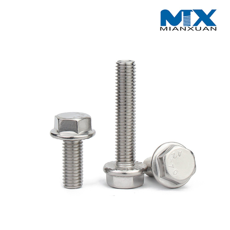 Perno de cabeza hexagonal DIN6921 de acero inoxidable con moleteado sin moleteado