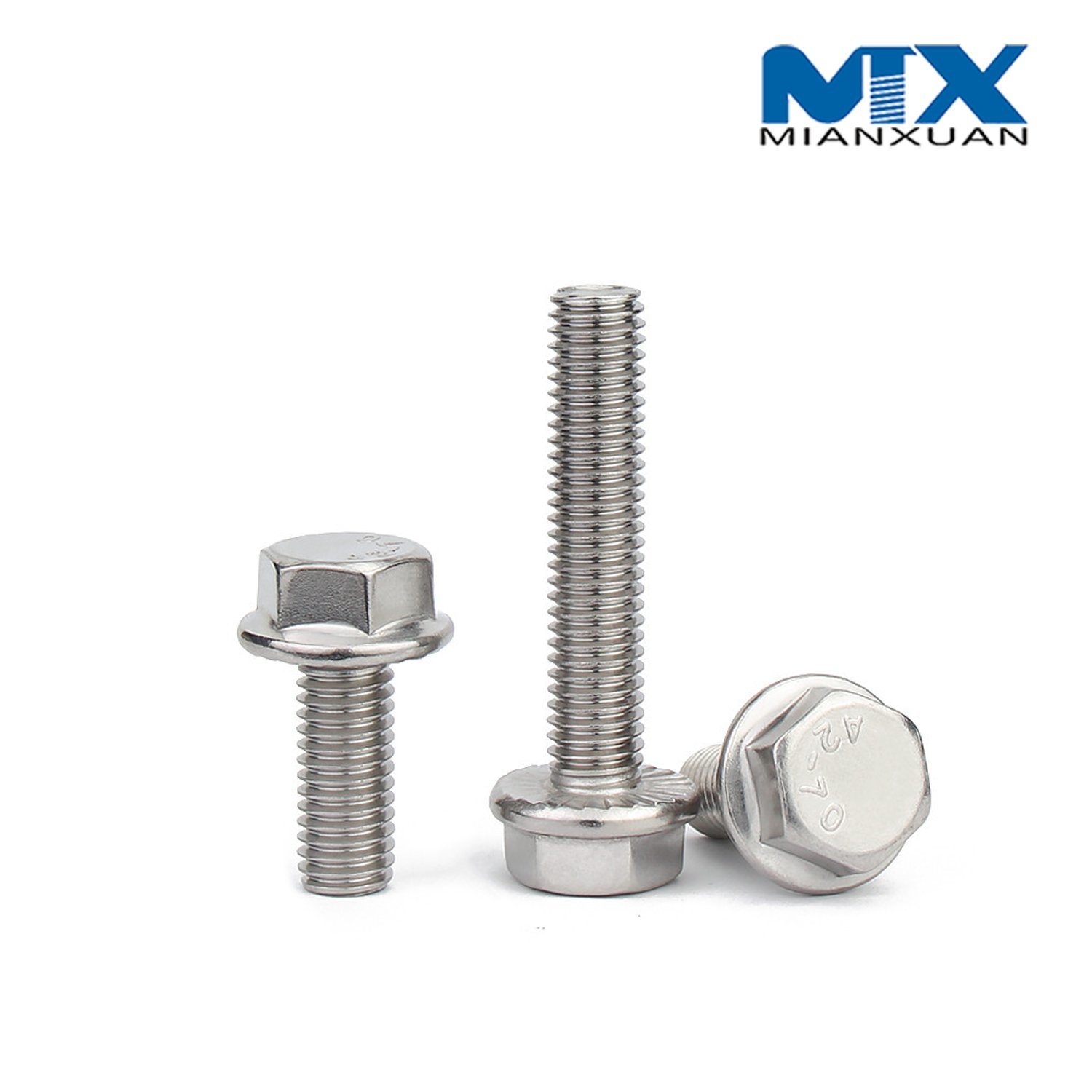 Perno de cabeza hexagonal DIN6921 de acero inoxidable con moleteado sin moleteado