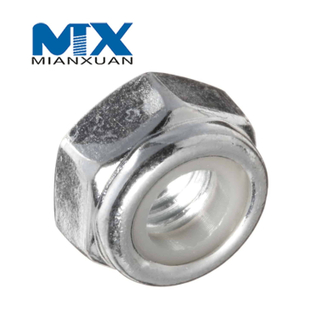 Tuerca de inserción de nailon hexagonal DIN985 Tuerca autoblocante DIN 985 Acero al carbono 4,8 8,8 10,9 12,9 M3 M4 M5 M6 M8 HDG Galvanizado en caliente