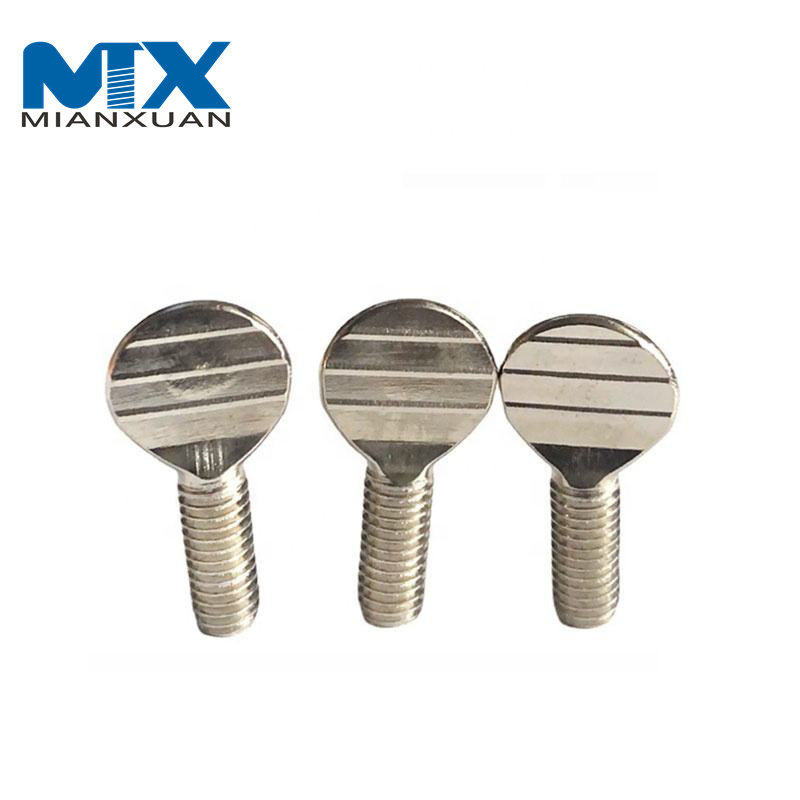 Tornillo de pulgar de cabeza plana de pala de mano galvanizado de acero al carbono