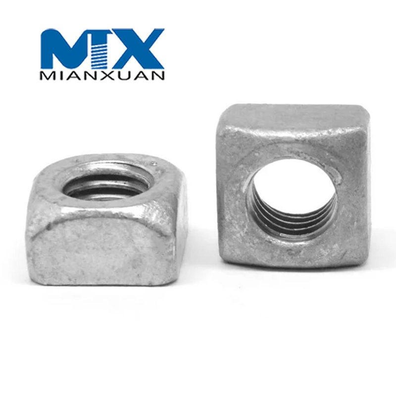 Acero al carbono 4,8 8,8 10,9 12,9 Tuerca cuadrada de acero dulce DIN 562 557 Tuerca cuadrada DIN557 DIN562 M12 M14 M16 M20 HDG Galvanizado en caliente