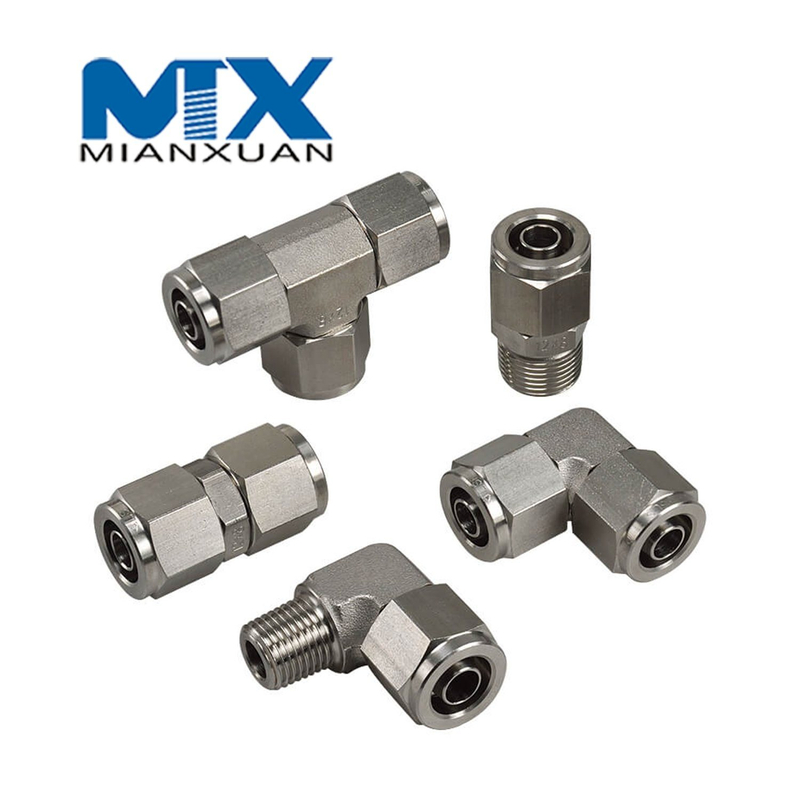 Conector macho de manguera hidráulica con sujetador para ensamblaje