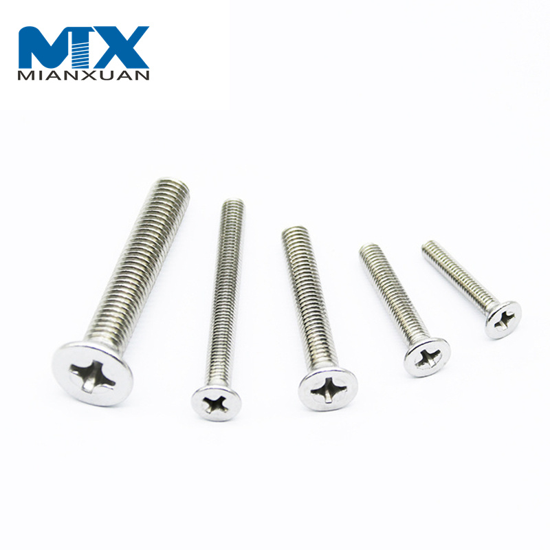 Tornillo de máquina de cabeza avellanada plana Phillips empotrado en cruz de acero inoxidable métrico personalizado DIN965 M2 M2.5 M3 M4 M5 M6 M7 M8