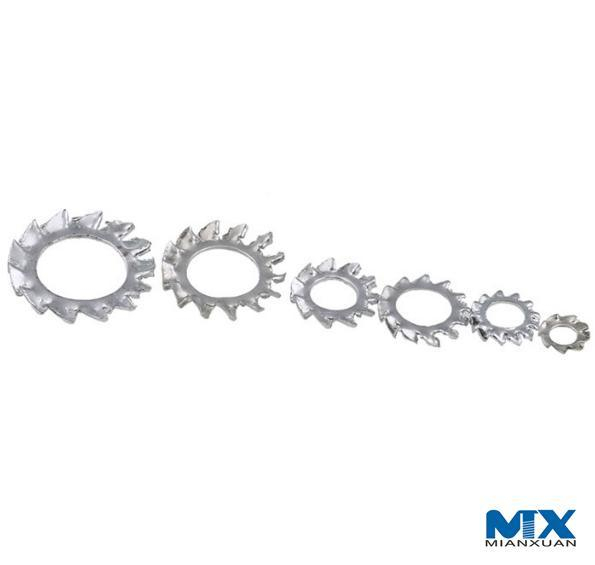 Arandelas de seguridad dentadas de acero con dientes externos