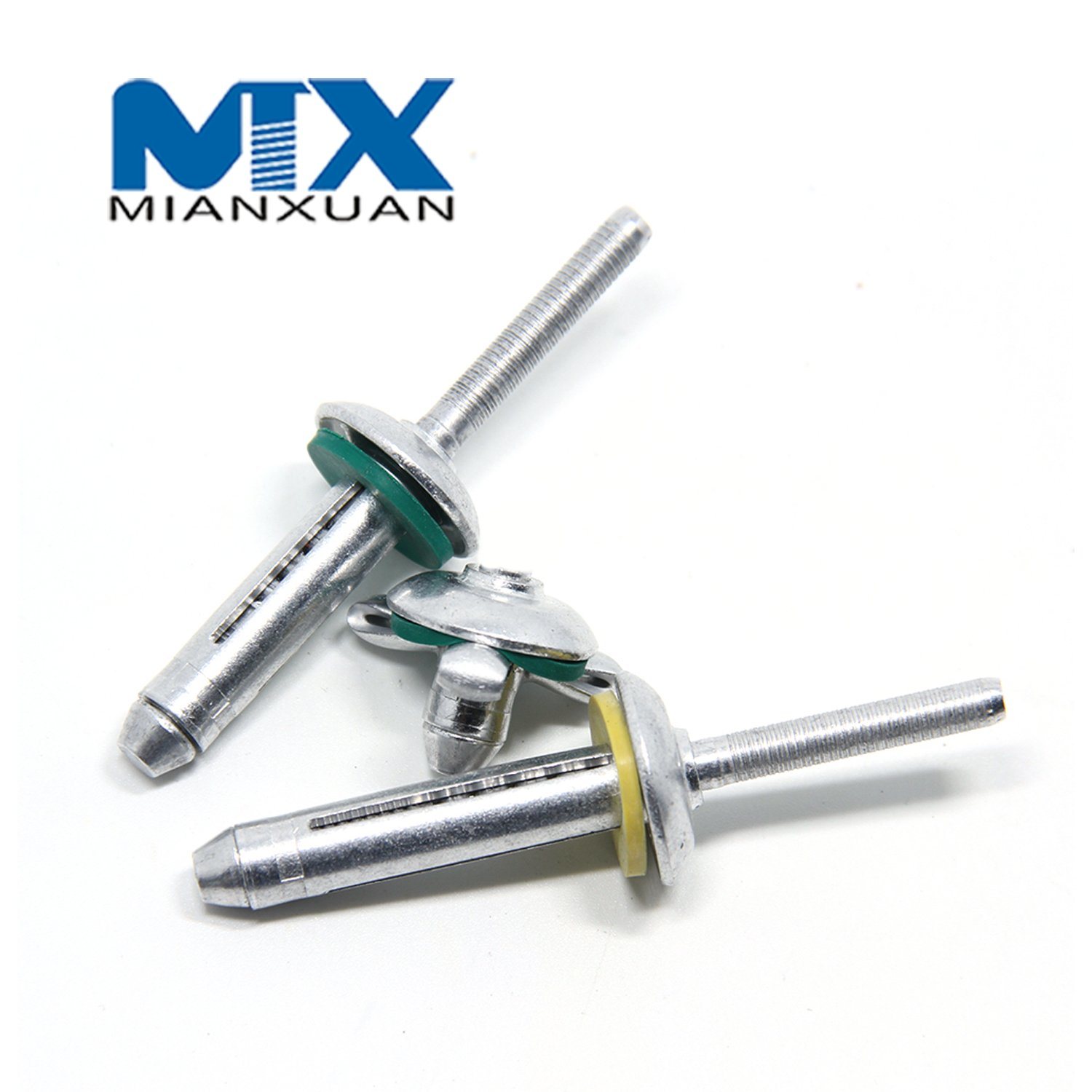 Remache de aluminio para montaje de bombilla triple con pliegue triple y arandela de goma