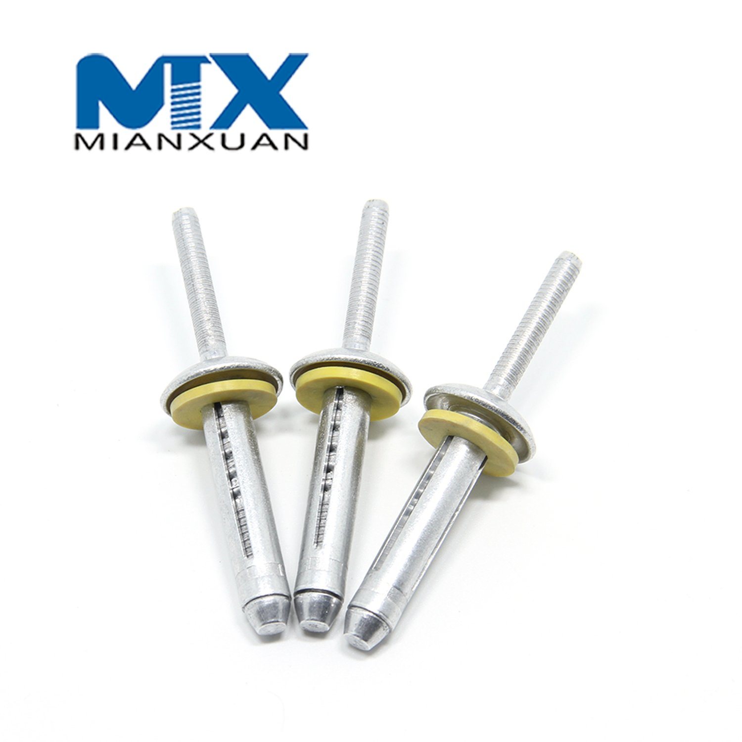 Remache de aluminio para montaje de bombilla triple con pliegue triple y arandela de goma