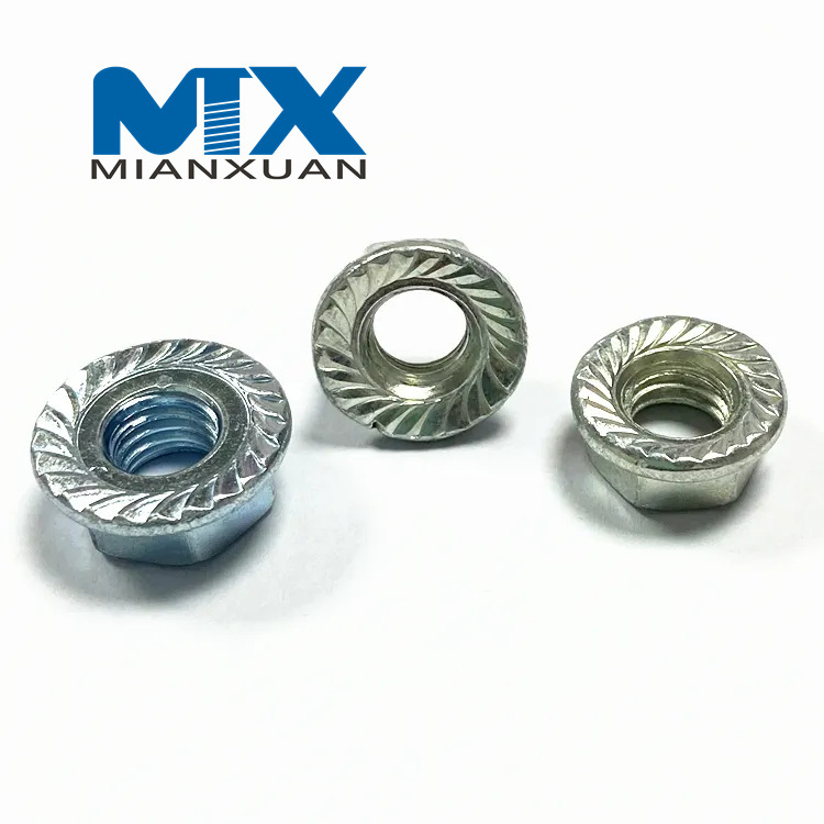 Nueces de brida serradas hexagonales DIN6923 galvanizadas azules de acero inoxidable