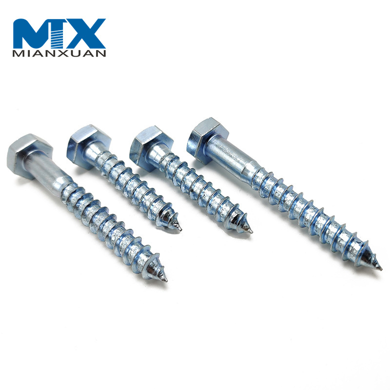 Tornillo para madera con cabeza hexagonal DIN571 Tornillo para muebles Tornillos de cabeza hexagonal con medio hilo