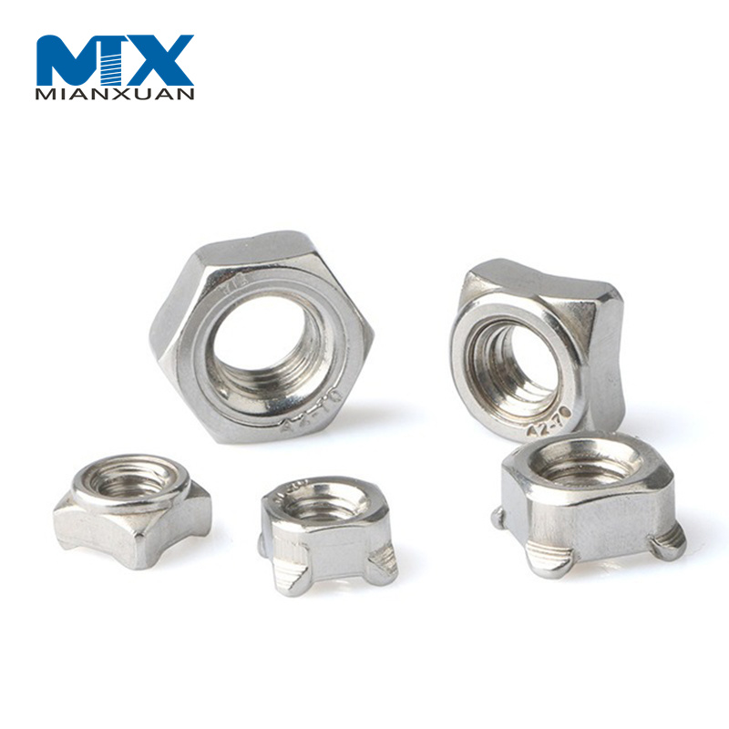 Venta caliente M3 M4 M6 M8 M10 Tuerca de soldadura por puntos hexagonal de acero al carbono DIN928 Tuercas de soldadura de pernos de acero al carbono