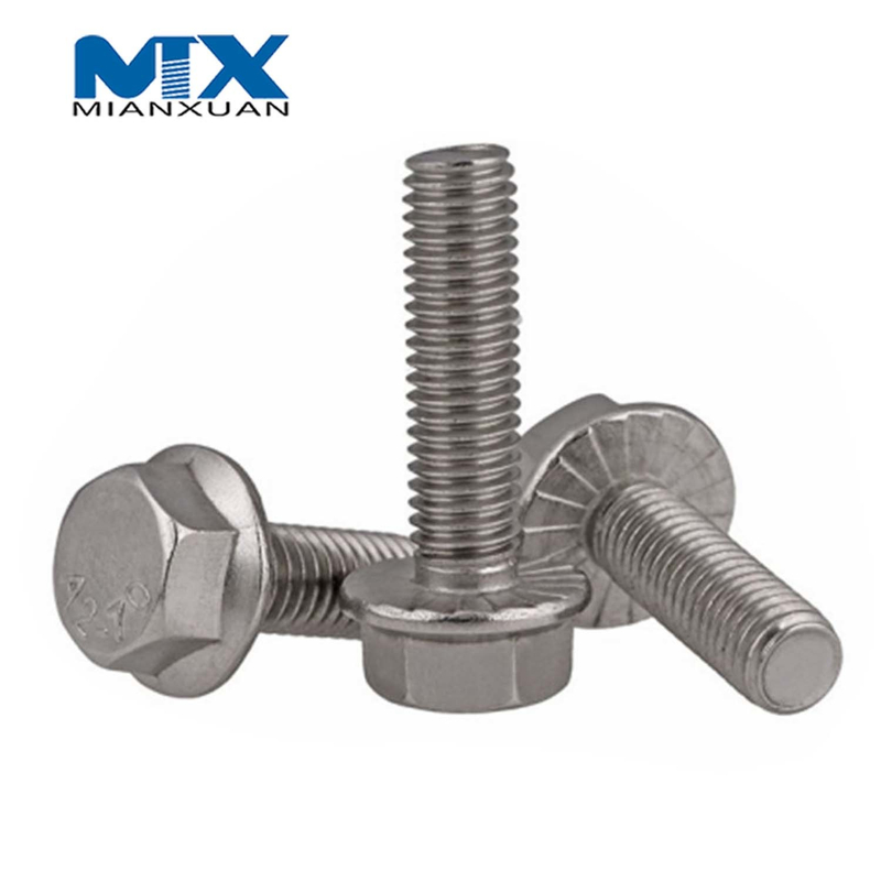 Perno de cabeza hexagonal DIN6921 de acero inoxidable con moleteado sin moleteado